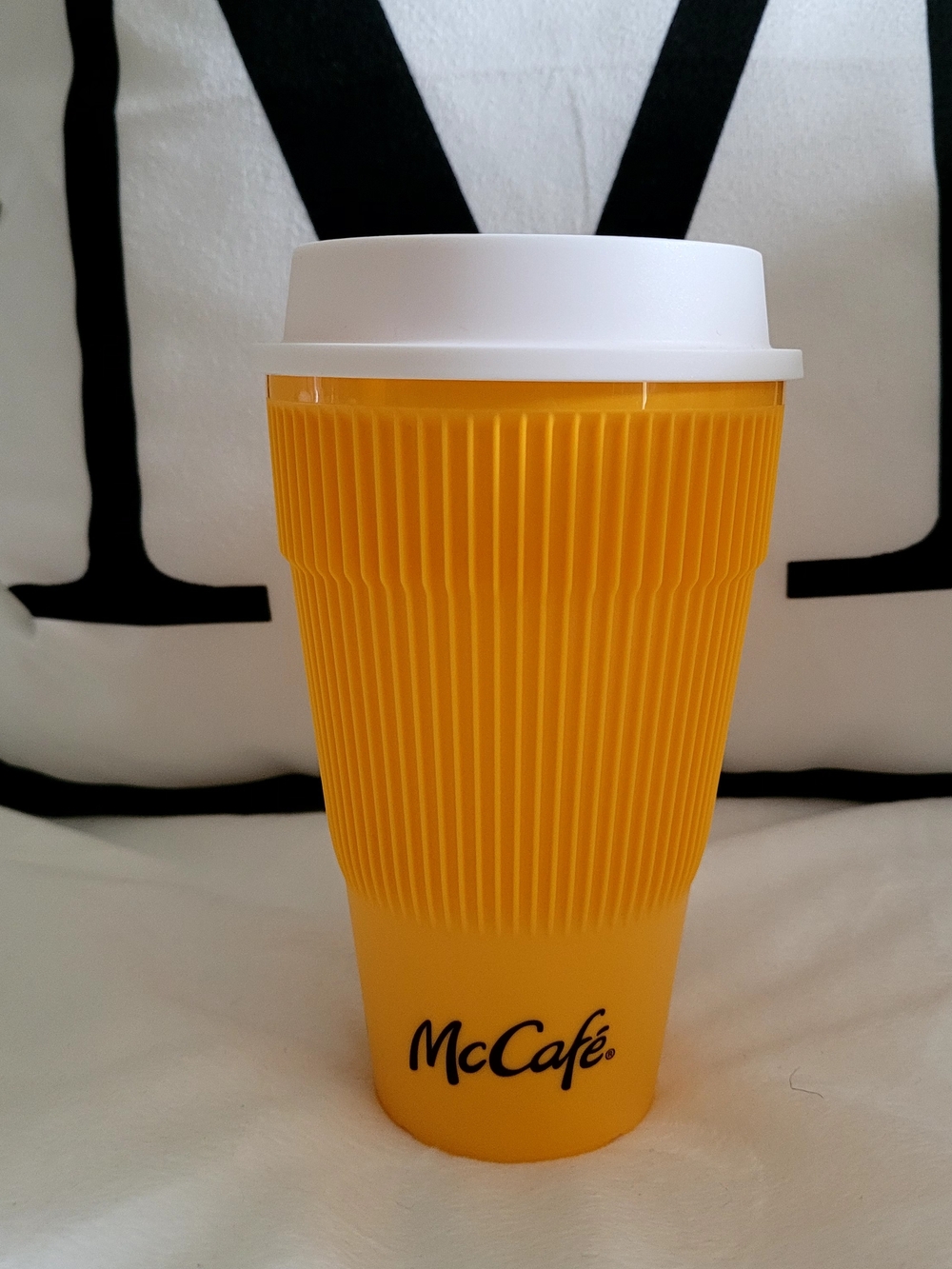McCafé Yellow Reusable Travel Coffee Cup with White Lid